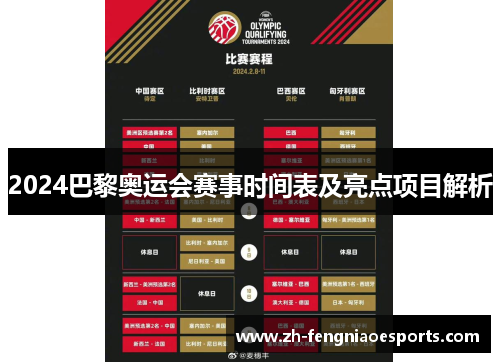 2024巴黎奥运会赛事时间表及亮点项目解析